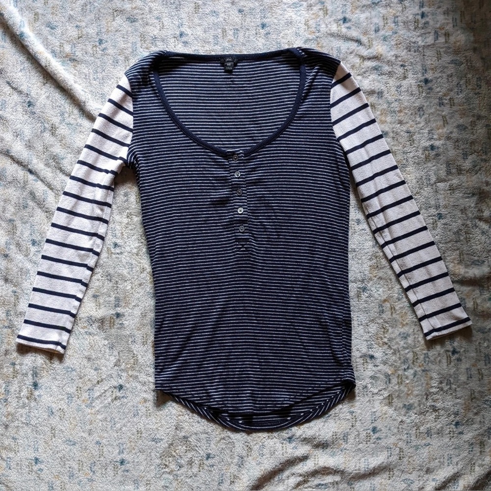 J. Crew Navy and White Striped Long Sleeve Top
